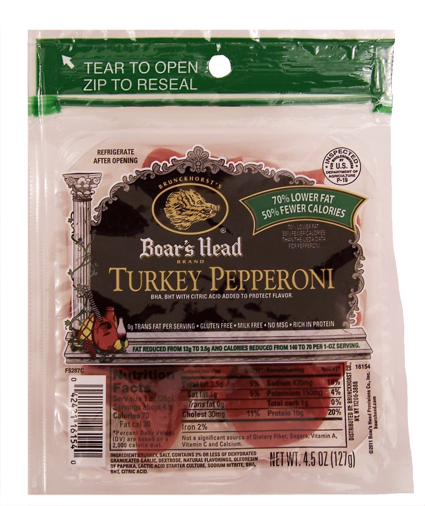 Boar's Head  turkey pepperoni slices, no gluten Full-Size Picture